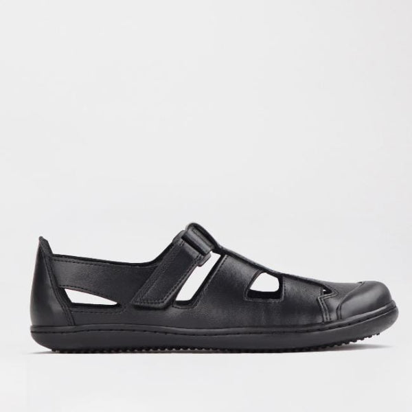 Froggie Boys School Sandal in Black Sizes 34 - 38 - 7817 - single side.