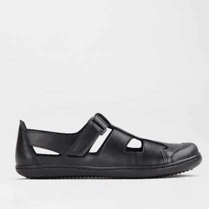 Froggie Boys School Sandal in Black Sizes 34 - 38 - 7817 - single side.