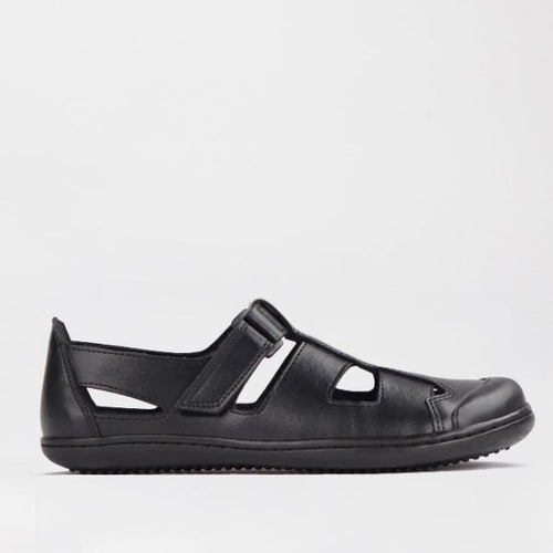 Froggie Boys School Sandal in Black Sizes 34 - 38 - 7817 - single side.