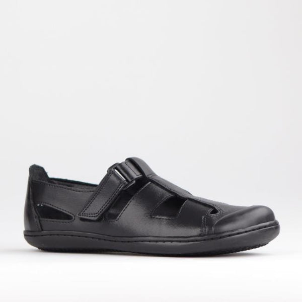 Froggie Boys School Sandal in Black Sizes 34 - 38 - 7817 - side angle.