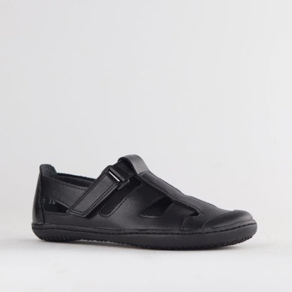 Froggie Boys School Sandal in Black Sizes 28 -33 - 7816 - side angle.
