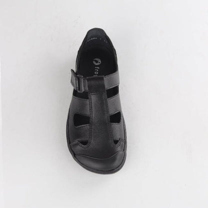 Froggie Boys School Sandal in Black  Sizes 39-47 - 7818 - top angle.