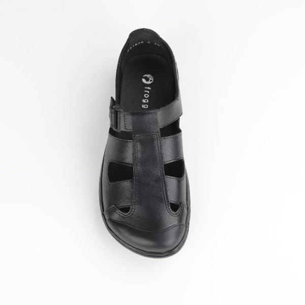 Froggie Boys School Sandal in Black Sizes 34 - 38 - 7817 - top angle.