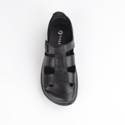 Froggie Boys School Sandal in Black Sizes 34 - 38 - 7817 - top angle.