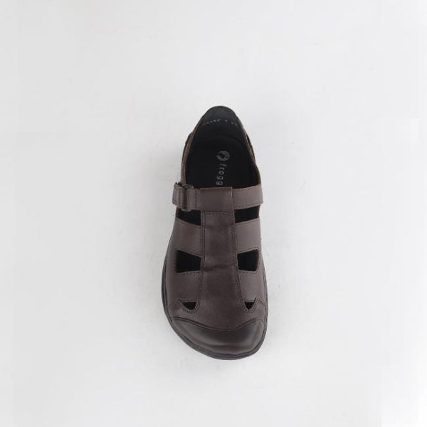 Froggie Boys School Sandal in Brown Sizes 28 -33 - 7816 - top angle.