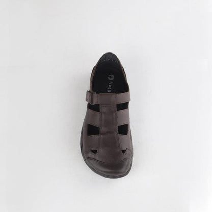 Froggie Boys School Sandal in Brown Sizes 28 -33 - 7816 - top angle.