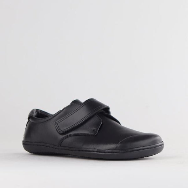 Froggie Boys Velcro School Shoe in Black Sizes 34-38 - 7814 - side angle.