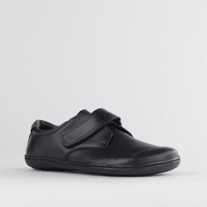 Froggie Boys Velcro School Shoe in Black Sizes 34-38 - 7814 - side angle.