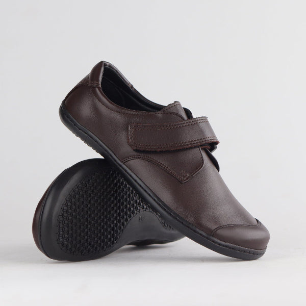Froggie Boys Velcro School Shoe in Brown Sizes 34-38 - 7814 - pair.