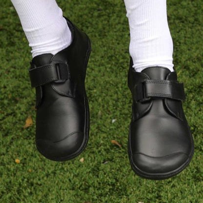 Froggie Boys Velcro School Shoes in Black Sizes 28-33 - 7813 - close up.