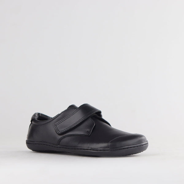 Froggie Boys Velcro School Shoes in Black Sizes 28-33 - 7813 - side angle.
