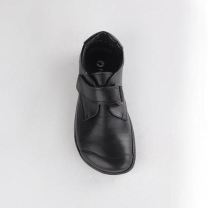 Froggie Boys Velcro School Shoes in Black Sizes 28-33 - 7813 - top angle.