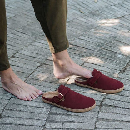 Froggie Shoes Shoes Froggie Women’s Barefoot Furlined Clog- Burgundy Suede-12898 - model picture