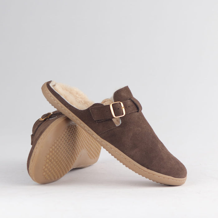 Froggie Shoes Shoes Froggie Women’s Barefoot Furlined Clog- Brown Suede-12898
