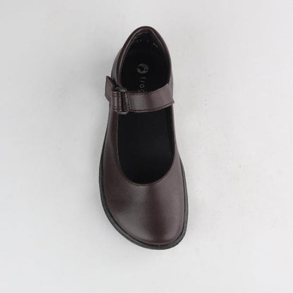 Froggie Girls High-Bar School Shoe in Brown Sizes 36-43 - 6610 - top angle.