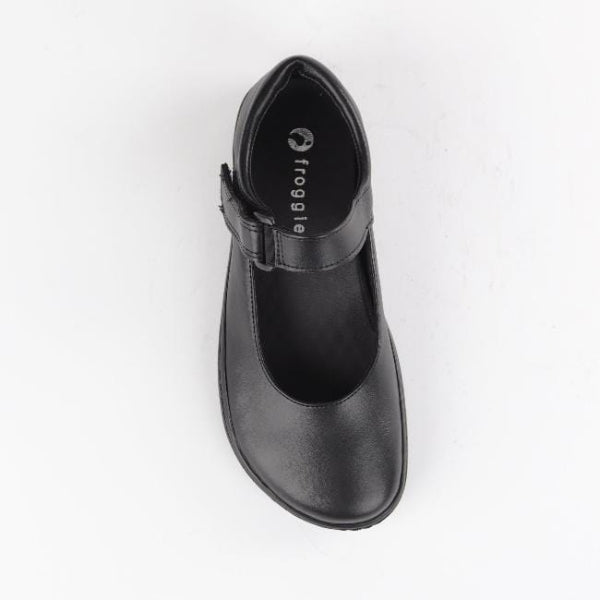 Froggie Girls High-bar School Shoe in Black Size 36-43 - 6610 - top angle.