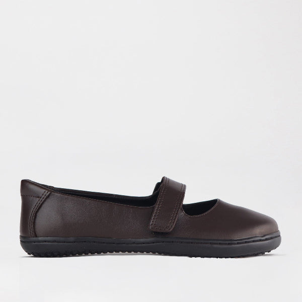 Froggie Girls Low-Bar School Shoe in Brown Sizes 28-35 - 6609 - single side.
