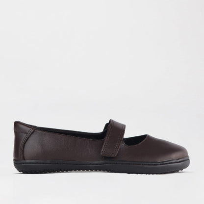 Froggie Girls Low-Bar School Shoe in Brown Sizes 28-35 - 6609 - single side.