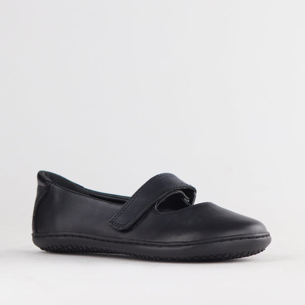 Froggie Girls Low-Bar School Shoe in Black Sizes 36-43 - 6612 - side angle.