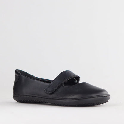Froggie Girls Low-Bar School Shoe in Black Sizes 36-43 - 6612 - side angle.