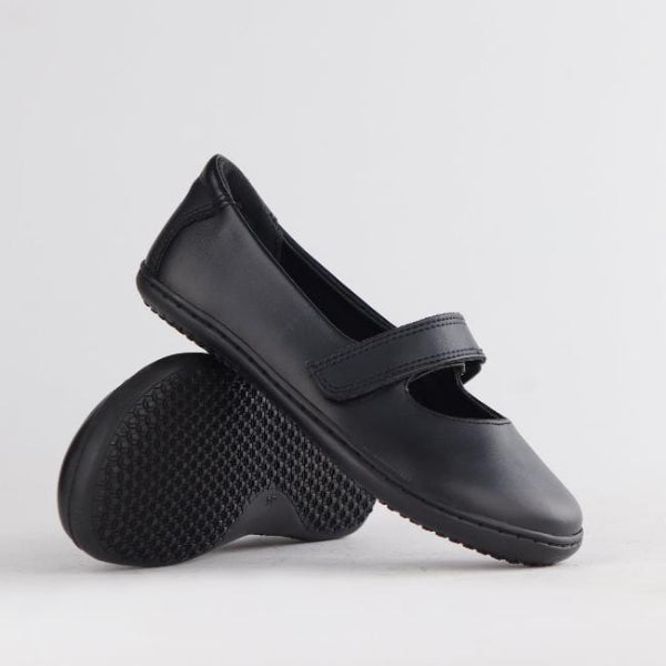 Froggie Girls Low-Bar School Shoe in Black Sizes 28-35 - 6609 - pair.