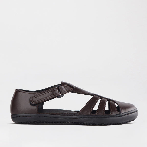 Froggie Girls School Sandal in Brown Sizes 28 - 35 - 7810 - single side.
