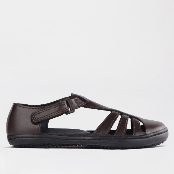 Froggie Girls School Sandal in Brown Sizes 36 - 43 - 7811 - single side.