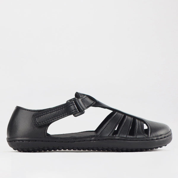 Froggie Girls School Sandal in Black Sizes 36 - 43 - 7811 - single side.