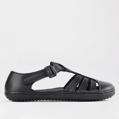 Froggie Girls School Sandal in Black Sizes 36 - 43 - 7811 - single side.