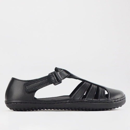 Froggie Girls School Sandal in Black Sizes 36 - 43 - 7811 - single side.