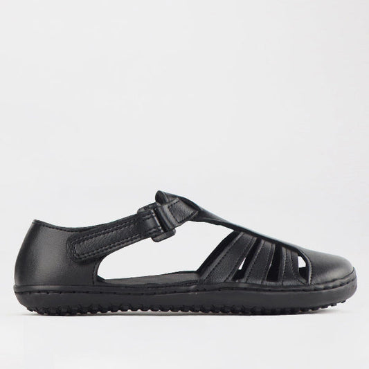 Froggie Girls School Sandal in Black Sizes 36 - 43 - 7811 - single side.
