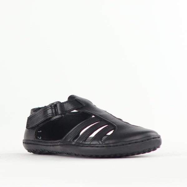 Froggie Girls School Sandal in Black Sizes 36 - 43 - 7811 - side angle.