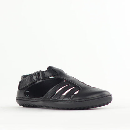 Froggie Girls School Sandal in Black Sizes 36 - 43 - 7811 - side angle.