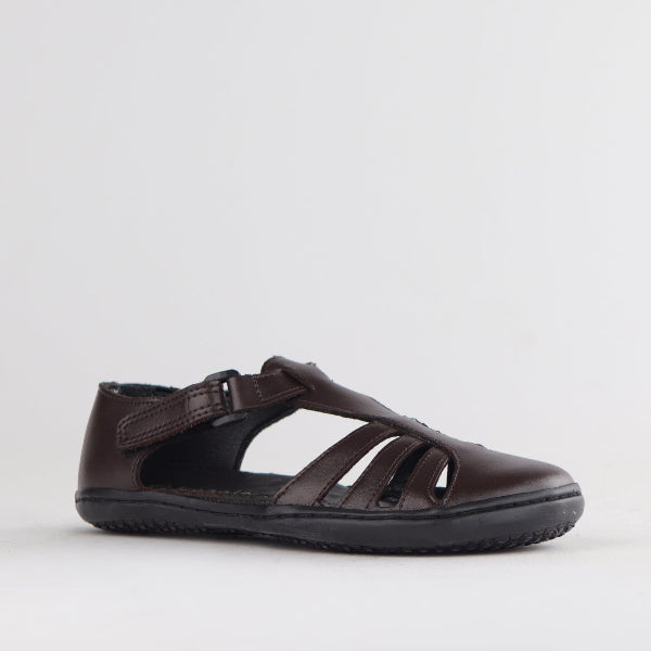 Froggie Girls School Sandal in Brown Sizes 36 - 43 - 7811 - side angle.