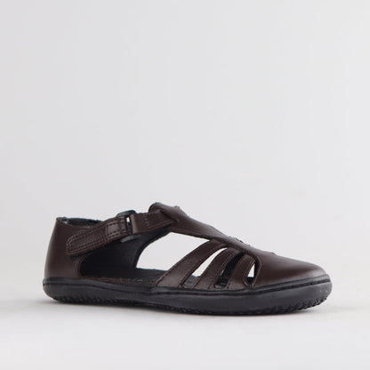 Froggie Girls School Sandal in Brown Sizes 28 - 35 - 7810 - side angle.