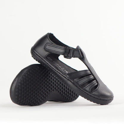 Froggie Girls School Sandal in Black Sizes 28 - 35 - 7810 - pair.