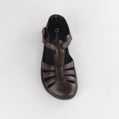 Froggie Girls School Sandal in Brown Sizes 28 - 35 - 7810 - top angle.