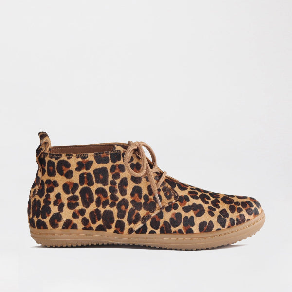 Froggie Women's Barefoot Lace-up Veldskoen in Cheetah Tan - 13012 - side