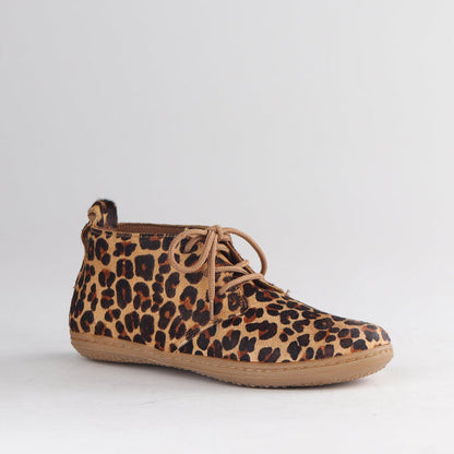 Froggie Women's Barefoot Lace-up Veldskoen in Cheetah Tan - 13012 - side angle