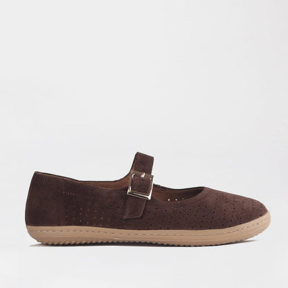 Froggie Shoes Shoes Froggie Women's Barefoot Mary Jane - Removable Footbed- Brown suede - 13011