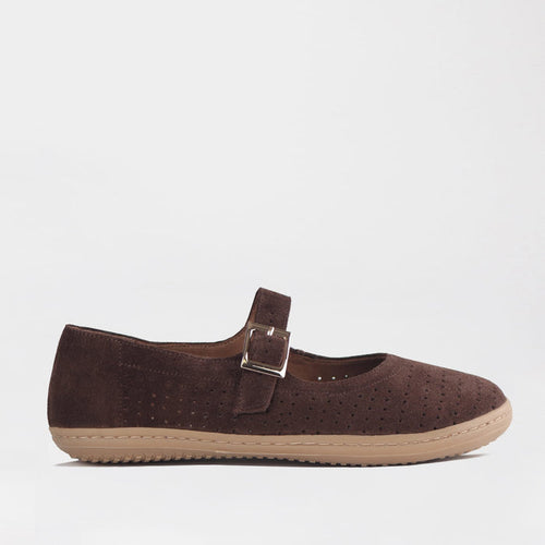 Froggie Shoes Shoes Froggie Women's Barefoot Mary Jane - Removable Footbed- Brown suede - 13011