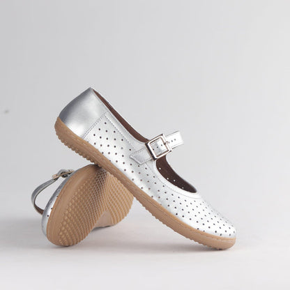 Froggie Women's Barefoot Mary Jane - Removable Footbed- Silver - 13011 - pair.