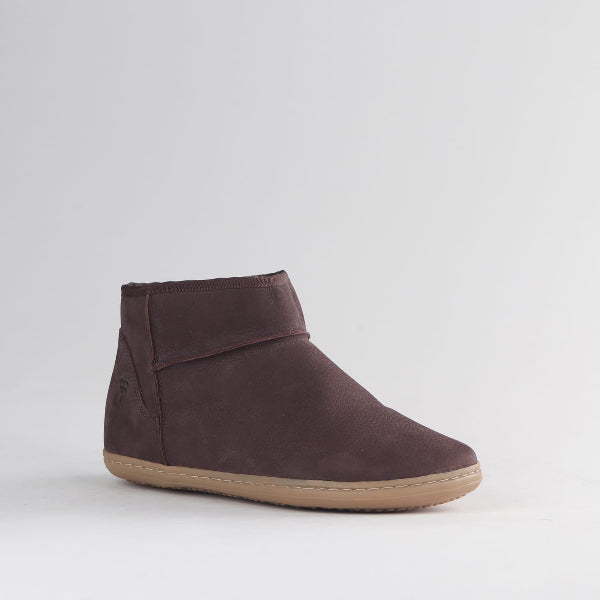 Froggie Shoes Women's Barefoot Sheepskin Boot-Brown Nubuck – 12879 - side - angle