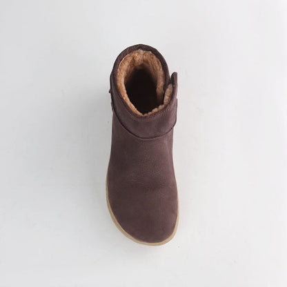 Froggie Shoes Women's Barefoot Sheepskin Boot-Brown Nubuck – 12879 - top angle