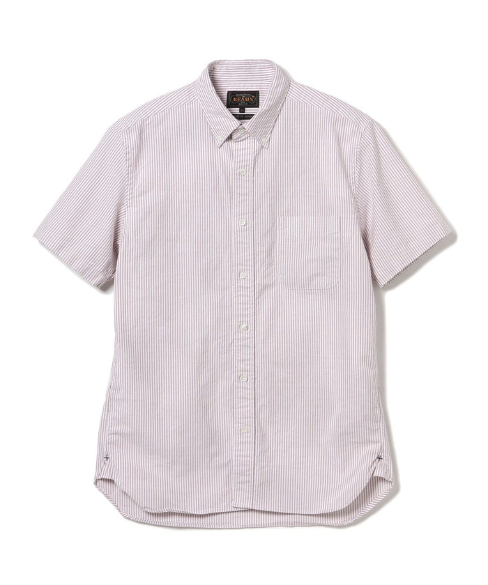Beams Plus B.D. Short Sleeve Candy Stripe - Wine