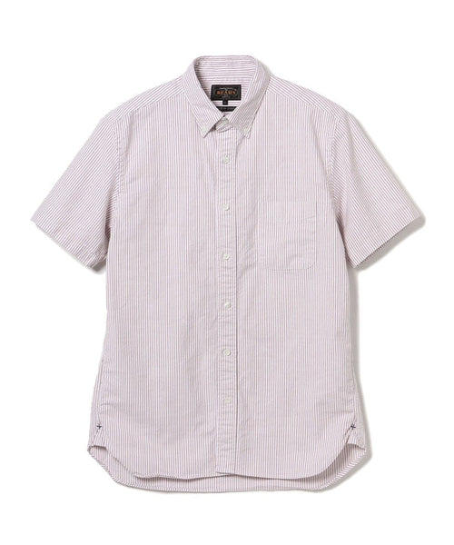 Beams Plus B.D. Short Sleeve Candy Stripe - Wine