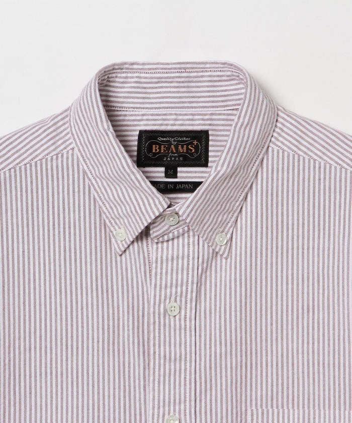 Beams Plus B.D. Short Sleeve Candy Stripe - Wine