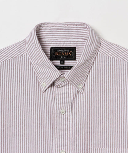 Beams Plus B.D. Short Sleeve Candy Stripe - Wine