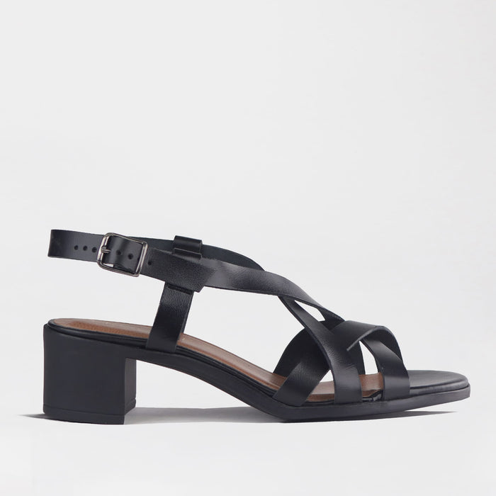 Froggie Shoes Shoes 4 / Black / 13134 Block Heel Crossover Sandal