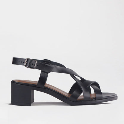 Froggie Shoes Shoes 4 / Black / 13134 Block Heel Crossover Sandal